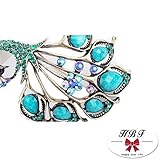 HABI Brosche für Damen Pfau-Form Design Modeschmuck für Party , Kostüm , Hochzeit , Festival . Mit Kristall ,Strass Dekoration Modeschmuck - 