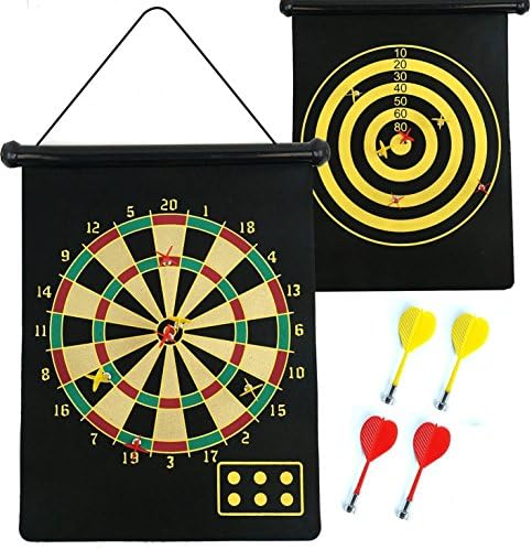 Roll Up Extra Large Double Sided Magnetic Dart Board Indoor 6 Darts Kids Game