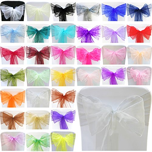 TtS 10X Organza Schleife 22cm x 280cm Stuhlhussen Stuhl Schärpe Band Organza Schleifenband -Light Silver