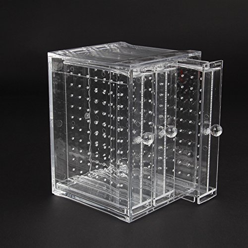 Discoball Clear Acrylic Earrings Holder 3 Panels Earring Display Jewellery Organiser - Holding Up To 120 Pairs Earrings Stud Storage
