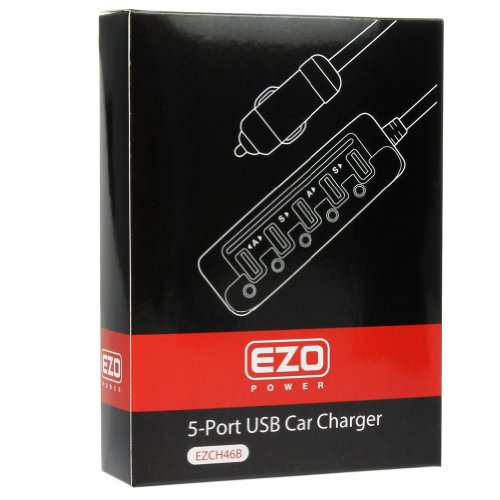 Auto USB Ladegerät, EZOPower 5 USB-Ports KFZ-Ladegerät bis zu 8A und Extralanges Kabel (90cm) für Tablet Smartphone Sony Xeperia SamSung Motorola HTC LG – Schwarz - 7