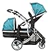 Duellette 21 BS Combo Double Twin Pushchair Baby Newborn carrycots Pram Travel system Tandem stroller buggy: 1 Pramette/seat unit for newborn baby, 1 seat unit for toddler 2 footmuffs 2 Rain covers, Teal Mist by Kidz Kargo