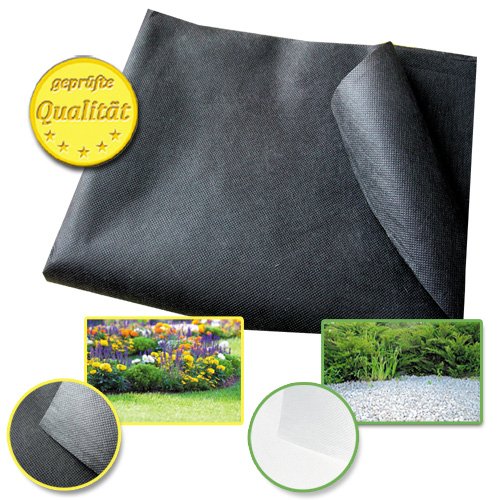 10 m² Gartenvlies inkl. Vliesnägel Unkrautvlies Vlies für den Garten 1,60 x 6,25 m 50g/m² schwarz - 4