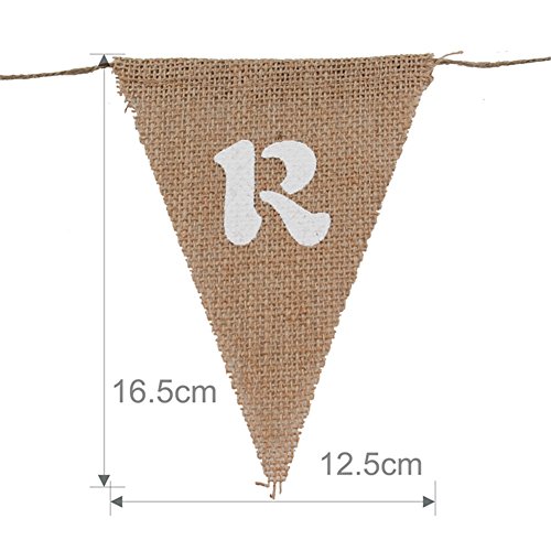 Jute Banner, Vintage Candy Bar aus Sackleinen Wimpelkette Banner mit 9 Flaggen, Photo Booth Requisiten Hochzeit Geburtstag Kids Party Dekoration - 2