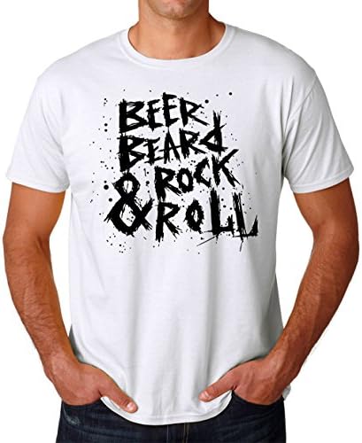 beer beard men for men's cotton white Short sleeve T-Shirt (511) (XL)