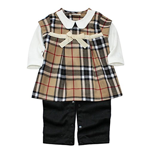 Girl Baby Infant Toddlers Plaids Romper Bowknot Top Dress Jumpsuit Outfit Clothes 12-18 Months