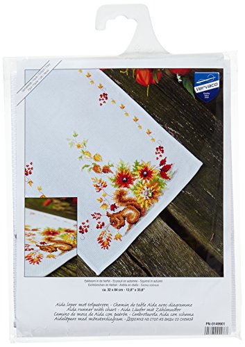 Vervaco PN-0149901 Kreuzstichpackung Tischläufer Kreuzstich zum Auszählen, Baumwolle, weiß, 32 x 84 x 0,3 cm