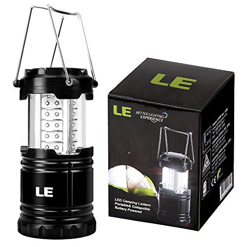 LE Camping Laterne zusammenklappbar 30 LEDs Batteriebetrieb Wasserdicht Außenleuchte für Wandern Camping Notfall Ausfälle Nachtlicht tragbare Gartenlaterne LED Camping Beleuchtung schwarz (2 er) - 8