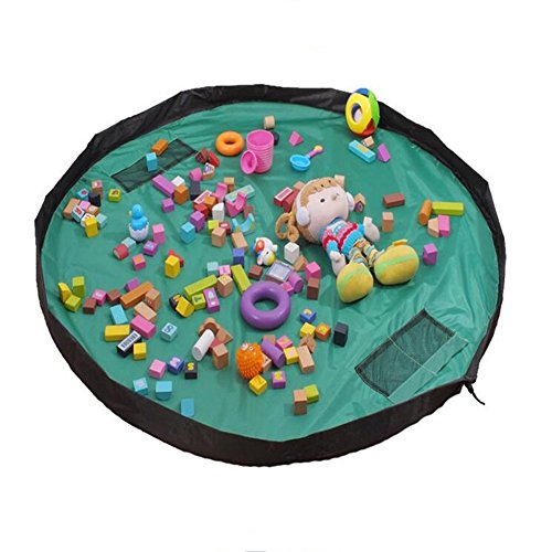 Spielzeug Aufbewahrungstasche, 150 cm tragbar groß, Aufbewahrungstasche, Kinder Puppen Play Mat, Mehrzweck-Kid 's Aktivität, Reise Picknick Matte Tasche, Organizer Storage Teppich grün