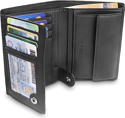 TRAVANDO ® Portefeuille Homme „DUBLIN“ avec Blocage RFID | Porte-Monnaie Noir Classique, Porte-cartes Format Portrait | Rangement pour Pièces, Carte de Crédit, Billets, CB