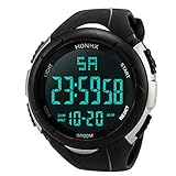 SamMoSon Herren Armbanduhr Smartwatches Digital Uhren Fitness Armbanduhr 50M Wasserdicht LED Analog Sportuhr Multifunktions Mode Outdoor Sport Uhr Damenuhren Herrenuhren (Weiß, Freie Größe)
