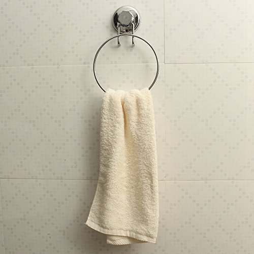 TAPCET Rund HandtuchHalter Handtuchringe Selbstklebende Edelstahlhaken Haken ohne Bohren Wandmontage für Küche/Bad Leistungsstarke Vakuum-Saugnapf - 2