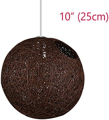 10 inch Brown Wicker Rattan Woven Lampshades Fits Ceiling Pendant Light Shades For Home Room Decoration(25cm)