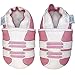 Soft Leather Baby girl Shoes with Suede Soles by Dotty Fish Pink and White Trainer design - 6-12 months