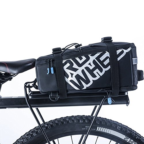 Wisamic Radtasche Gepäckträgertasche Rucksäcke Wasserdicht mit Reflektierendem Band Schwarz, 32,5 x 16 x 18 cm - 6