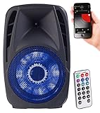 Bluetooth 4.0 für kabelloses Musik-Streaming von Smartphone, Tablet-PC und Bluetooth-fähigen Audiogeräten, bis 10 m Reichweite • FM-Radio mit 15 Senderspeichern: UKW 87,5 - 108,0 Mhz • Equalizer für 6 Klangbilder • Fernbedienung • Aufnahme für Stativ / Ständer • Stromversorgung Lautsprecher: Integrierter Li-Ion-Akku mit 2.000 mAh, bis zu 4 Stunden Laufzeit, lädt über 230-Volt-Netzteil, Ladezeit: ca. 4 Std.