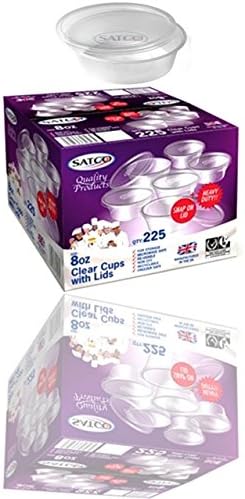 225 PCS SATCO 8 OZ ROUND FOOD CONTAINERS WITH LIDS FOR CATERING AND RESTAURANTS NEW