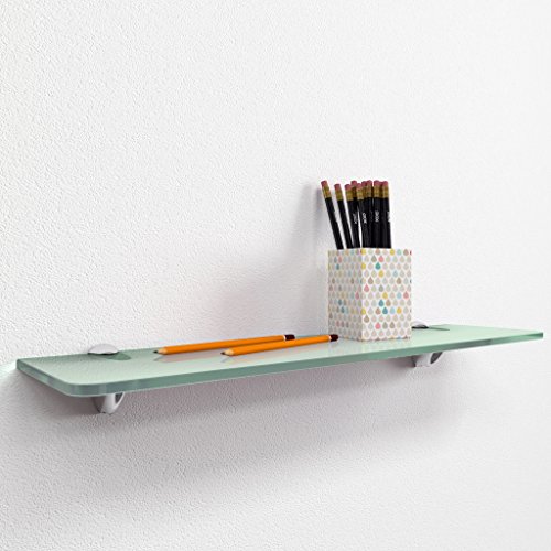 Original BestLoft® Glasregal Wandregal mit Halterung /4Größen & 2Dekore/ 60x20cm-satin/silber