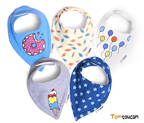 Tomtoucan Baby Bandana Bibs – Set of 5 Unisex Designs (Party Time)