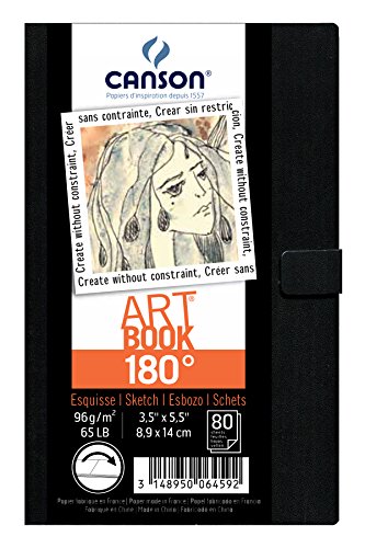 Canson Art Book 180° - Cuaderno de dibujo, 8.9 x 14 cm, color negro