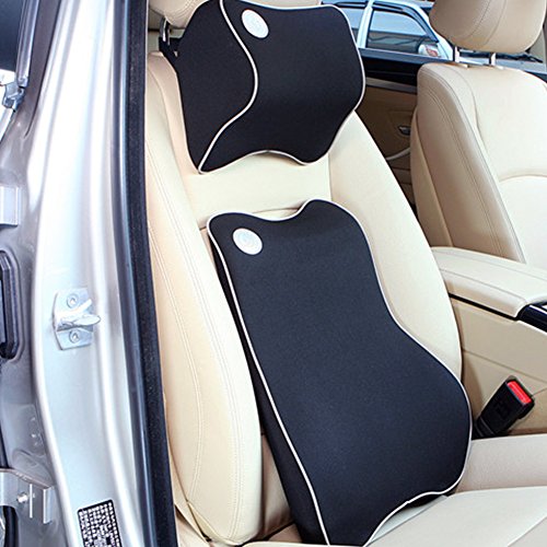 Premium Memory Foam Auto Lendenkissen Kissen & Nacken Kissen für das Fahren Reisebüro Home Seat Kit (schwarz) - 7