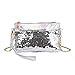 Produktbild Mode Frauen Pailletten PU Leder Umhängetasche VENMO Münztasche Handytasche Messenger Bag Damenmode Herzförmige Pailletten Handtasche Schultertasche Kleine Tote Damen Geldbörse (White)