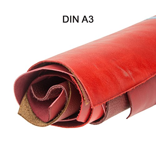 Lederreste Lederstücke extragroß A3 1kg Varianten von roten Farbtönen , alle Stücke mind. DIN A3 groß von Langlauf Schuhbedarf - 4