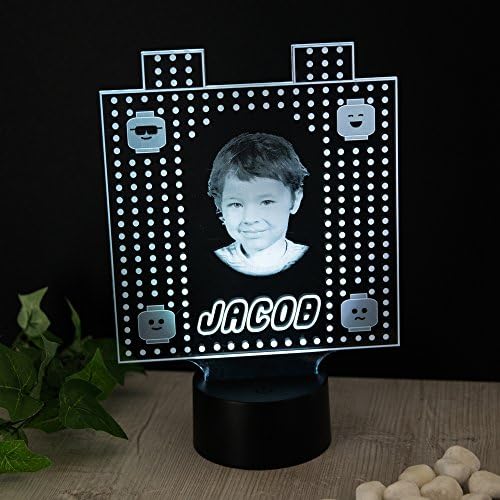 Personalised Engraved Photo Plus Name LED Night Light Desk Lamp Blocks Gift