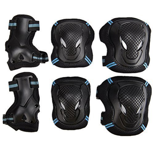 Pellor Outdoor Sports Protective Gear Skating Cycling Sports Gear Set of 6pcs For Children & Adults (Blue, M (Tall 150-165cm))