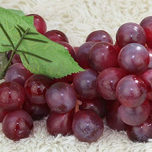 Wady 2pc Deko Kunststoff Weintrauben Wein Trauben Kunstobst Plastikobst künstliches Obst Gemüse Dekoration 2 mal 17cm (Lila) - 2