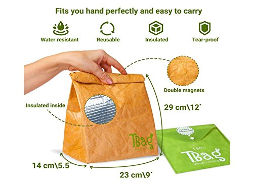 Braunes Papier Lunch Bag Wiederverwendbares SUPER STARKE Isoliertes Beschreibbares Nicht Zerreißbares T.Bag Brown - 7