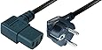 Transmedia Geräte-Anschlusskabel, Schutzkontakt-Stecker gewinkelt, Kaltgerätekupplung IEC320 C13 gewinkelt, Länge: 2 m, schwarz N5-2WWL