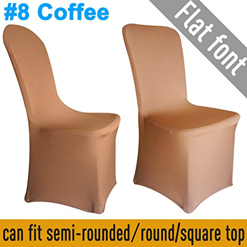 Fundas elásticas de licra para sillas con parte delantera plana, ideales para bodas, banquetes, aniversarios y fiestas, café, 50PCS