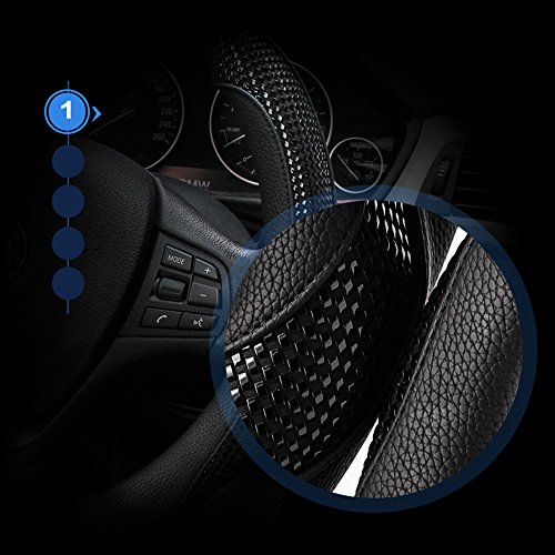 Eclear-Housse-de-volant-universelle-pour-voiture-en-cuir-microfibre-respirant-3739-cm15-antidrapant-Noir