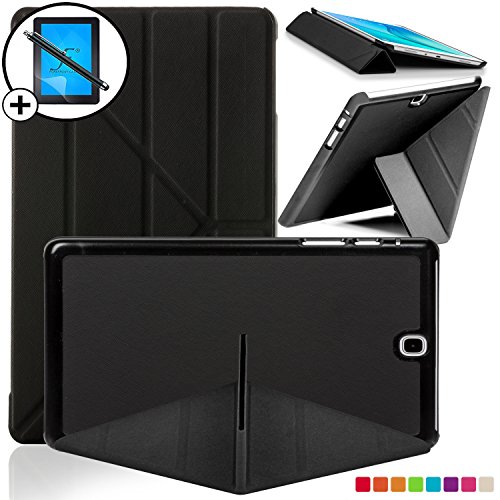 Forefront Cases® Neue Origami Leder Hülle / Tasche / Case / Cover für Samsung Galaxy Tab A 9.7 SM-T550 (Mai 2015) - Rundum-Geräteschutz und intelligente Auto-Sleep-Wake-Funktion mit 3-JAHRES-GARANTIE VON FOREFRONT CASES - inkl. Eingabestift und Displayschutz