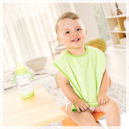 2er Set Riesen Baby-Lätzchen mit Druckknopf / 30×46 cm/ Schadstoffgeprüft nach Öko-Tex Standard 100 / Frottee – 100 % Baumwolle – Grün Blau - 6