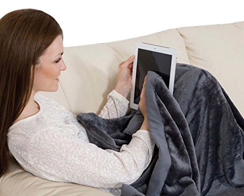 Coperta in morbido pile. Plaid in soffice e calda microfibra, ideale per regalo Natale o per comodo relax sul divano, TV. KANGURU PLAID TOUCH GRIGIO 130 x 170 cm