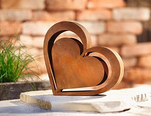 Edelrost Herz zum Hinstellen 23cm x 21cm x 5cm