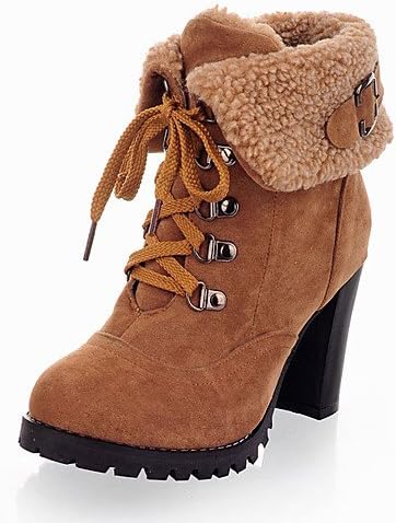 XZZ/ Women's Shoes Spring / Fall / Winter Platform / Fashion Boots Boots Outdoor / Casual Chunky Heel Lace-up , yellow-us10.5 / eu42 / uk8.5 / cn43 , yellow-us10.5 / eu42 / uk8.5 / cn43