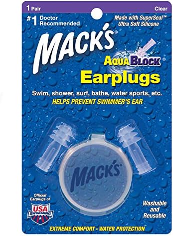Mack's Aqua Block Swimming Ear Plugs - Clear, 1 Pair/Pack