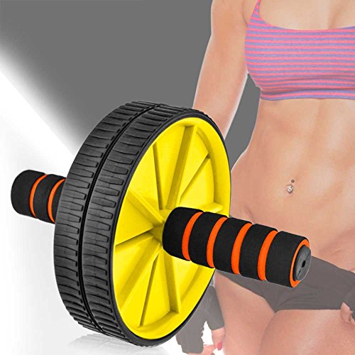 Preisvergleich Produktbild AB WHEEL Bauchtrainer Rückentrainer Bauchmuskeltrainer Bauchroller Knie Pad Gelb