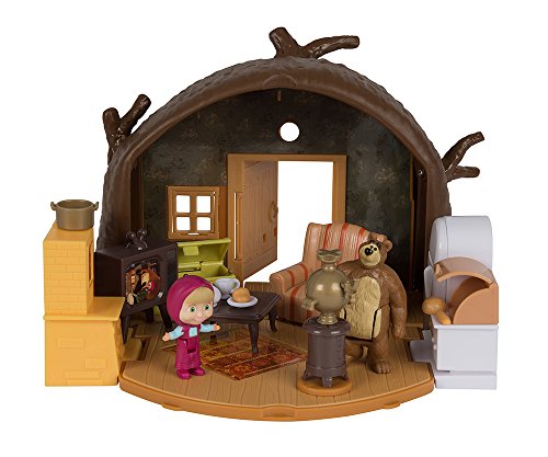 51%2BQ1fF1s2L Simba - Masha et Michka – La Hutte de Michka - Pliable - 2 Figurines et 15 Accessoires - 109301632