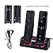 Produktbild Wii Controller Ladegerät,TechKen Wii Spiele Wii Remote Fernbedienung Ladestation Docking Station Wii Charger Mit 2 Wiederaufladbaren Akkus und 2 LED Ladegeräte Ports MEHRWEG