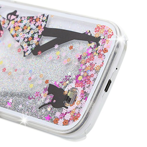 Für Samsung Galaxy S4 Hülle,Für Samsung Galaxy S4 Flüssigkeit Handyhülle,Funyye Luxus Luxuriös [Bunten Muster] Liebe Herzen Star Fließt Treibsand Durchsichtige Handytasche Glänzend Glitzer Diamond Diamant Fließen Flüssig Flüssigkeit Handyhülle Handy Hülle Case Tasche Crystal Case Durchsichtig Schutzhülle Etui Bumper Für Samsung Galaxy S4 + 1 x Frei Displayschutzfolie – Silber Glitter,Rock Mädchen - 3
