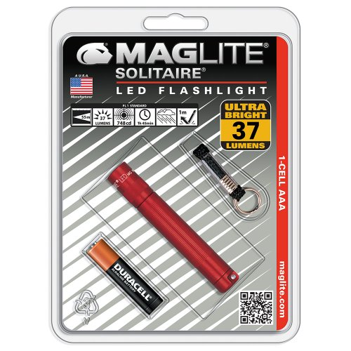 Mag-Lite LED Solitaire bis zu 37 Lumen, 8 cm Mini Taschenlampe, inkl. 1 Micro-Batterie und Schlüsselanhängerschlaufe, rot, SJ3A036 - 6