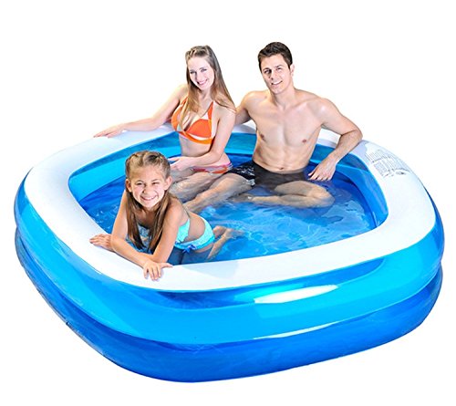 Saica- Piscina Cuadrada Hinchable para niños y Adultos, Color Azul y Blanco (17222)
