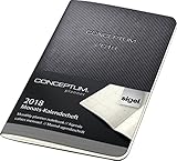 Sigel C1885 Monats-Kalenderheft 2018, ca. A6, Softcover, schwarz, CONCEPTUM by 