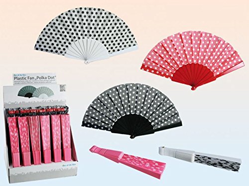 Fächer Handfächer mit Punkten 4-farbig sortiert 4 Stück Set