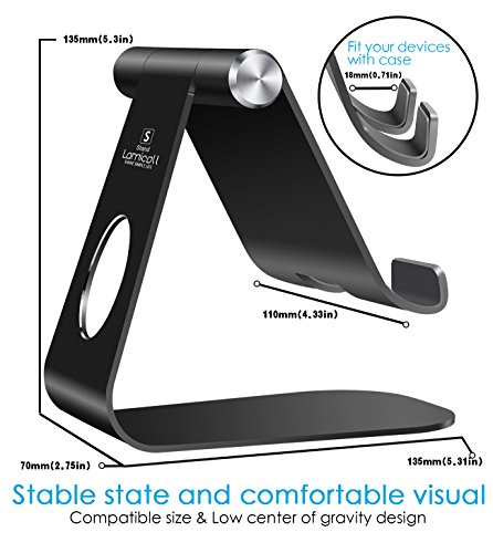 Verstellbare iPad Ständer, Lamicall Tablette Halter : Universal Tab Ständer, Wiege, Halterung Dock für iPad 1 2 3 Air; iPad mini 1 2 3 4, Samsung Huawei E-Reader und Google Nexus 7 10 4 Tablette Schreibtisch, andere Tab Smartphone 5“-11“ (Schwarz) - 5