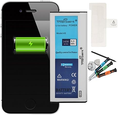 Trop Saint® Internal Battery for iPhone 4S - (1430mAh, 3,8V) Repair Kit with Adhesive Stickers and Tools